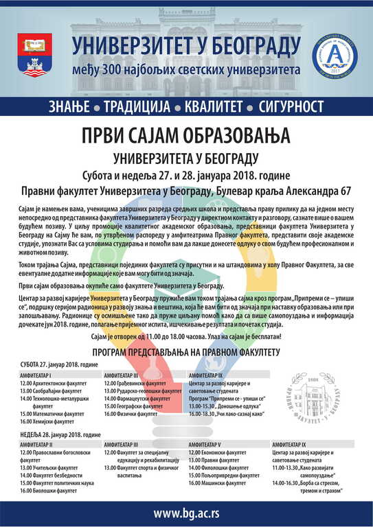 ПРВИ САЈАМ ОБРАЗОВАЊА УНИВЕРЗИТЕТА У БЕОГРАДУ