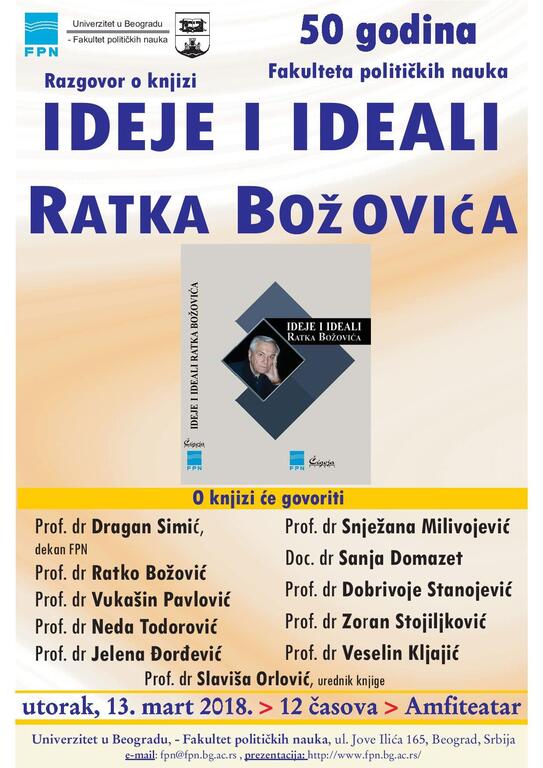 Razgovor o knjizi: Ideje i ideali Ratka Božovića