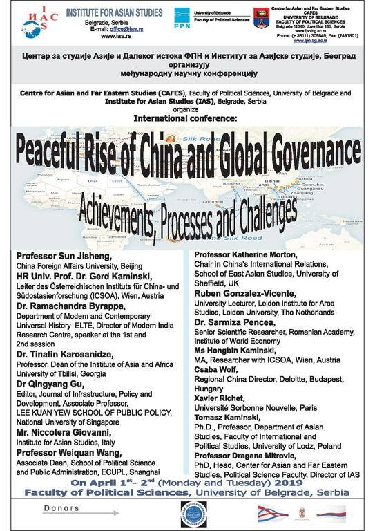 Međunarodna naučna konferencija "Peaceful Rise of China and Global Governance - Achievements, Processes and Challenges"