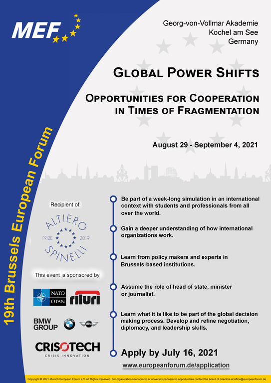 CfA: 19th Brussels European Forum